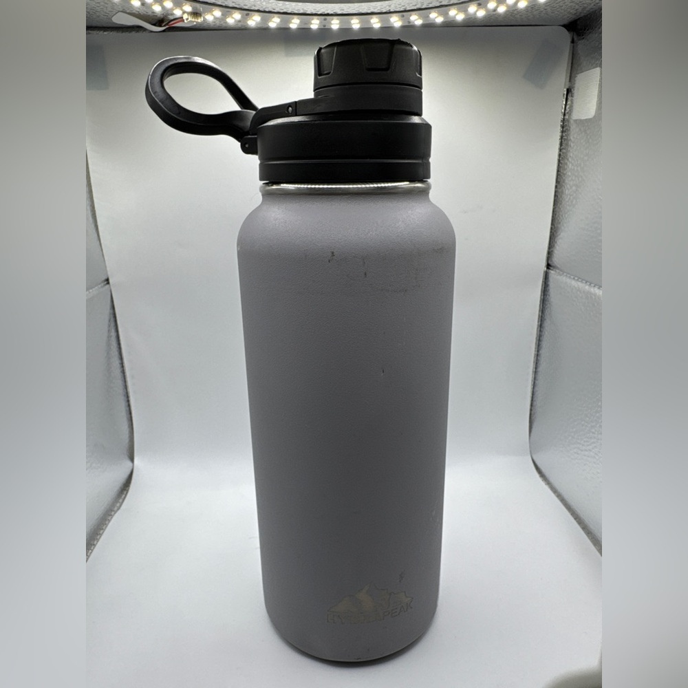 Hydrapeak Insulated Water Bottle Gray w/ Flip Lid & Carry Handle